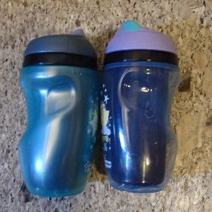 Lot of 2 Tommy Tippee Non-Spill Insulated Toddler Tumbler Cup 12+ Months 9 Ounce